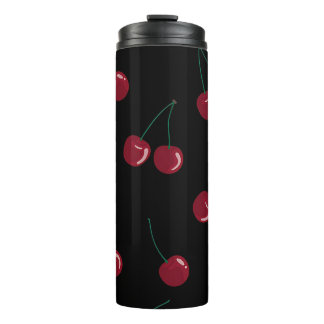Red Cherry Black Thermal Tumbler