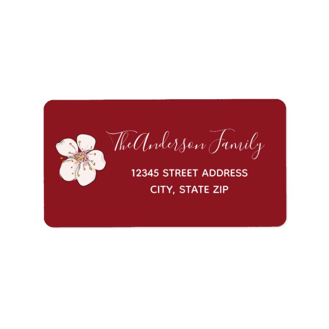 Red Cherry Blossom - Address Label (Front)