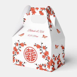 Red Cherry Blossom    Custom Chinese Wedding  Favour Box