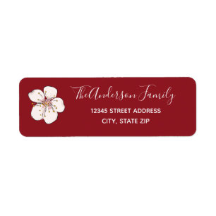 Red Cherry Blossom - Return Address Label