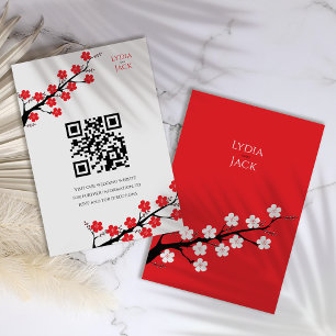 Red Cherry Blossom Themed Wedding Enclosure Card