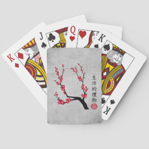 Red cherry blossom three art "Gift of life" Playing Cards