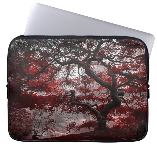 Red Cherry Blossom Tree Laptop Sleeve (Front)