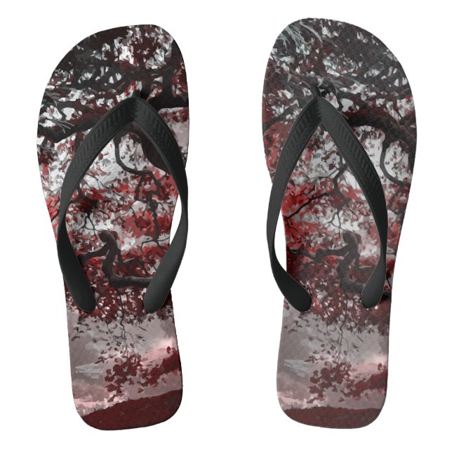 Red Cherry Blossom Tree Thongs (Footbed)