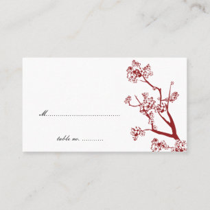 Red Cherry Blossom Wedding Table Place Cards