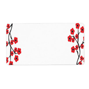 Red Cherry Blossoms Label
