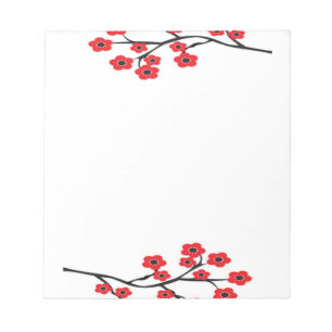 Red Cherry Blossoms Notepad