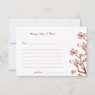 Red Cherry Blossoms Oriental Wedding Advice Cards