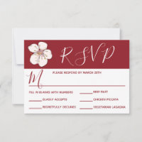 Red Cherry Blossoms - RSVP & Dinner Choices
