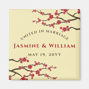 Red Cherry Blossoms Sakura Chic United In Marriage Magnet