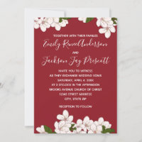 Red Cherry Blossoms - Wedding Invitation