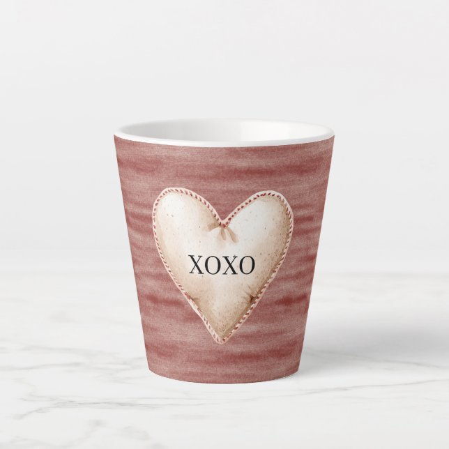 Red Cherry Blush Cream Heart XOXO Latte Mug (Front)