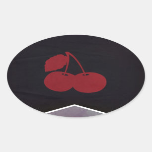 Red Cherry Brand Oval Sticker