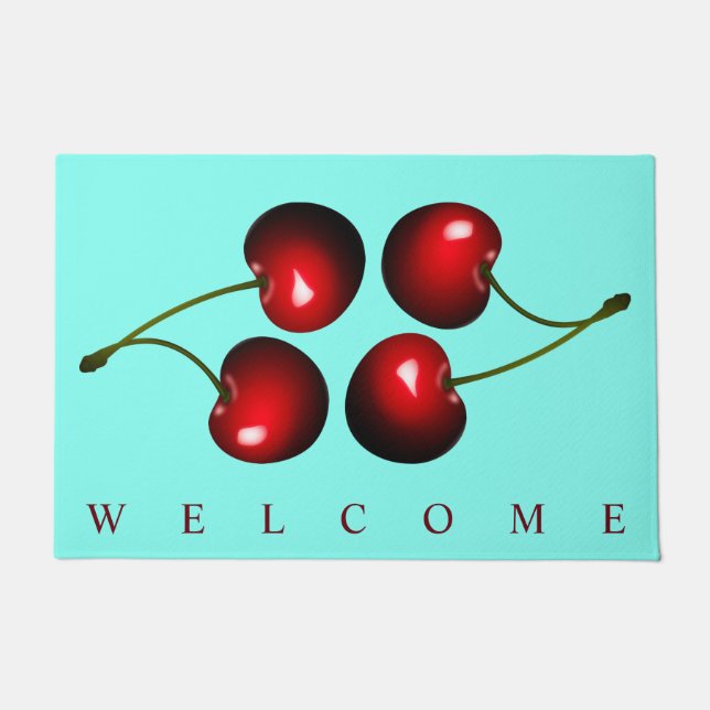 Red Cherry Doormat Welcome Your Colours (Front)