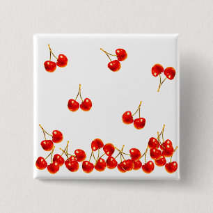 Red Cherry Falling Down 15 Cm Square Badge