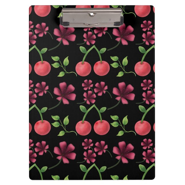 Red Cherry Floral Pattern  Clipboard (Front)