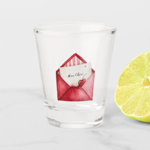 Red Cherry Heart Envelope Valentine's Day Shot Glass