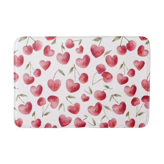 Red Cherry Hearts Bath Mat (Front)