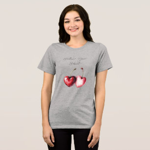 Red Cherry Hearts Tri-Blend Shirt
