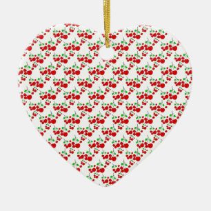 Red cherry pattern accessories - cherries by LeahG Ceramic Ornament