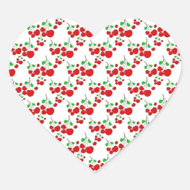 Red cherry pattern accessories - cherries by LeahG Heart Sticker (Front)