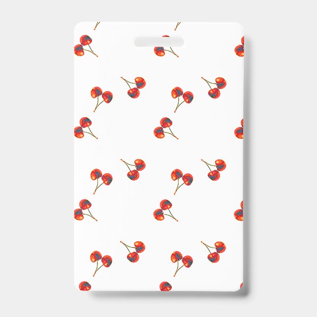 Red Cherry Pattern ID Badge (Front)