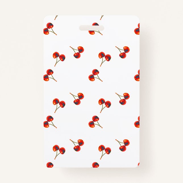 Red Cherry Pattern ID Badge (Front)