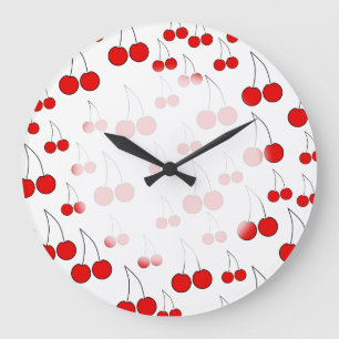 Red Cherry Pattern. Large Clock