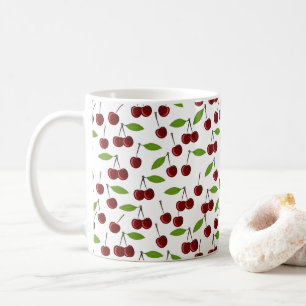 Red Cherry, Pattern Of Cherries, Leaves, Fruit Coffee Mug