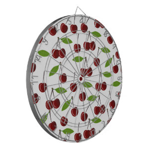 Red Cherry, Pattern Of Cherries, Leaves, Fruit Dartboard