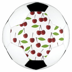 Red Cherry, Pattern Of Cherries, Leaves, Fruit Soccer Ball