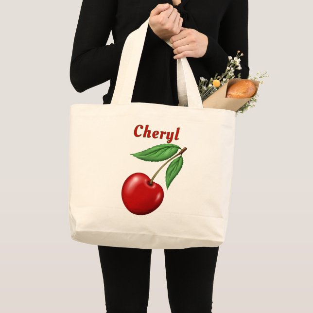 Red Cherry Personalised Large Tote Bag (Front (Product))