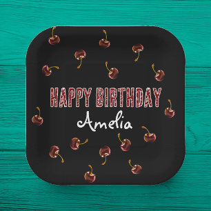 Red Cherry Personalised Party Paper Plate