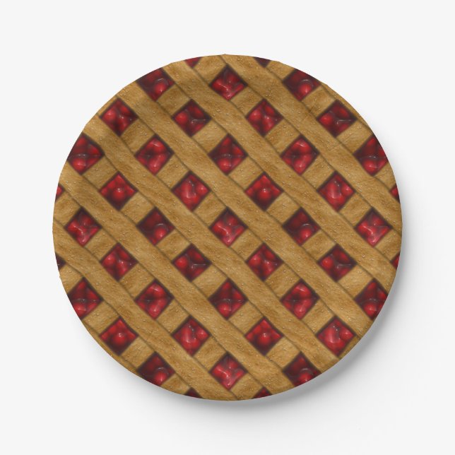 Red Cherry Pie Pattern for Bakers Paper Plate (Front)