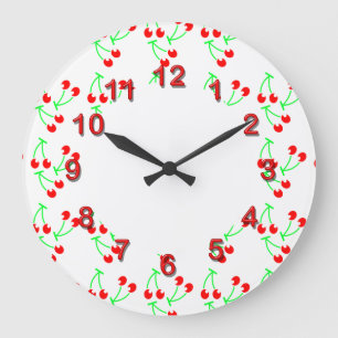 Red cherry summer fruit large clock