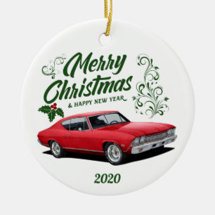 Red Chevelle Muscle Car Christmas for 2020 Ceramic Ornament