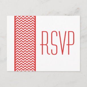 Red Chevron Border RSVP Postcard
