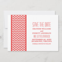 Red Chevron Border Save the Date Invite