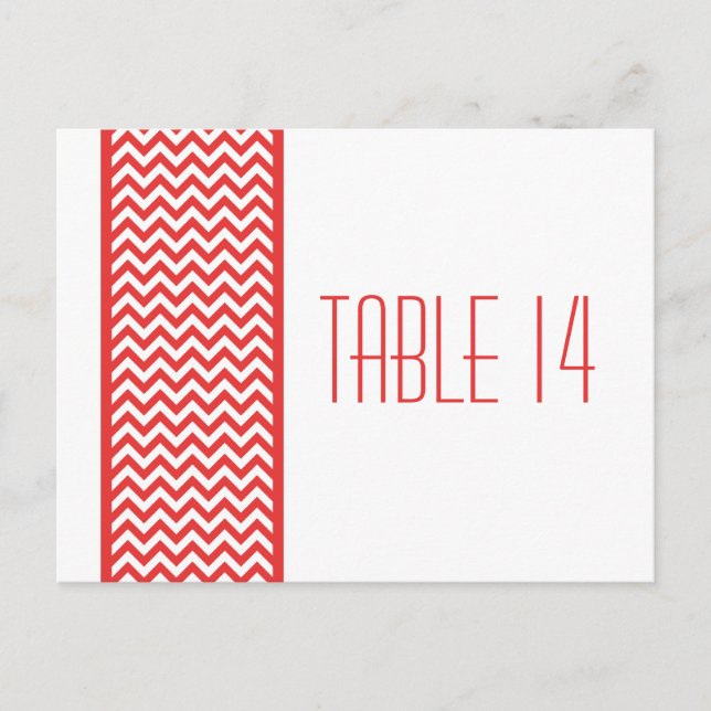 Red Chevron Border Table Number Postcard (Front)