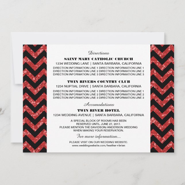 Red Chevron Glitter Information Card (Front)