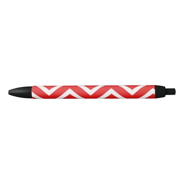 Red Chevron Lines Black Ink Pen (Front)
