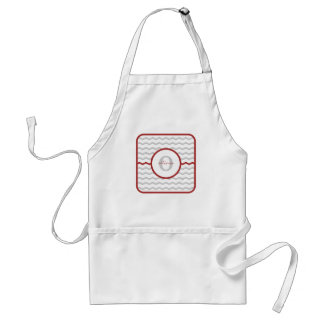 Red Chevron Monogram Standard Apron