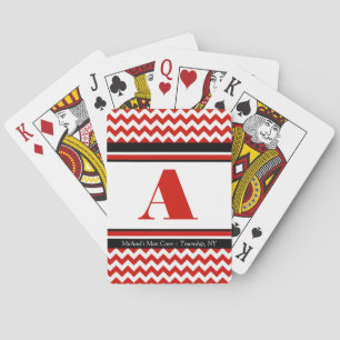 Red Chevron Personalised Playing Cards