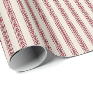 Red Chevrons Ticking Stripes on Sand-Coloured Wrapping Paper