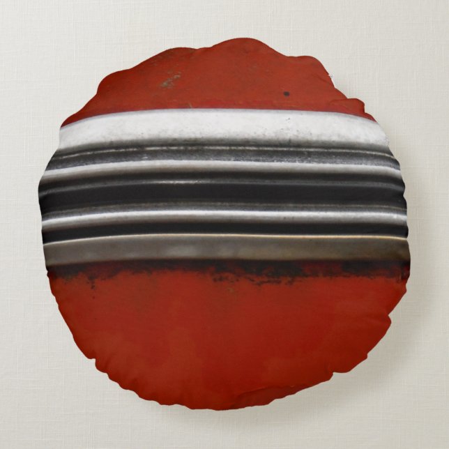 Red Chevy silver trim Round Cushion (Back)