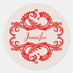 Red Chic Damask Stickers
