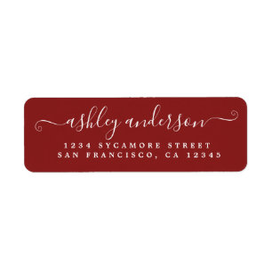 Red Chic Script Name Return Address Label