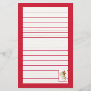 Red Chicken Hen Bird Drawing Lined Stationery