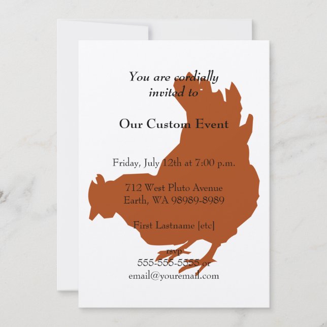Red Chicken Hen Invitation (Front)