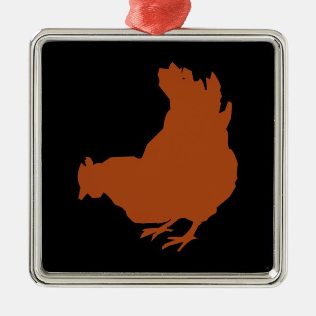 Red Chicken Hen Metal Tree Decoration (Front)